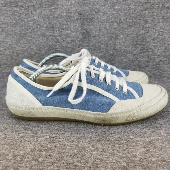 ✅Calvin Klein TRICKY Casual Leather/Fabric Blue/White Sneakers Men's 10M Skater - Picture 7 of 10